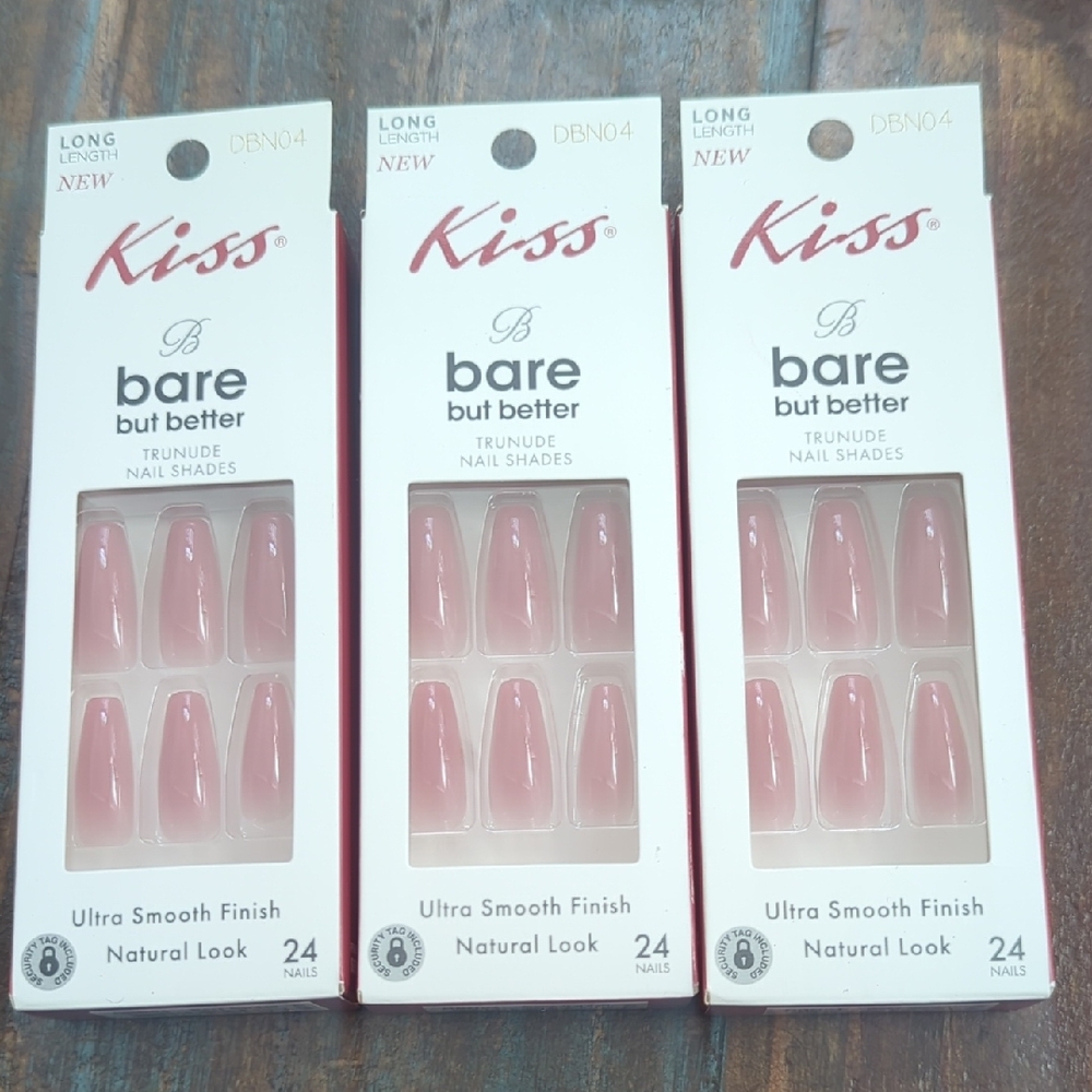 Kiss Bare But Better Press-On Nails 💅 in Color Rose Garden (3-Pack) Long Length